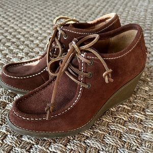 Sperry Brown Suede Wedge Booties size 7